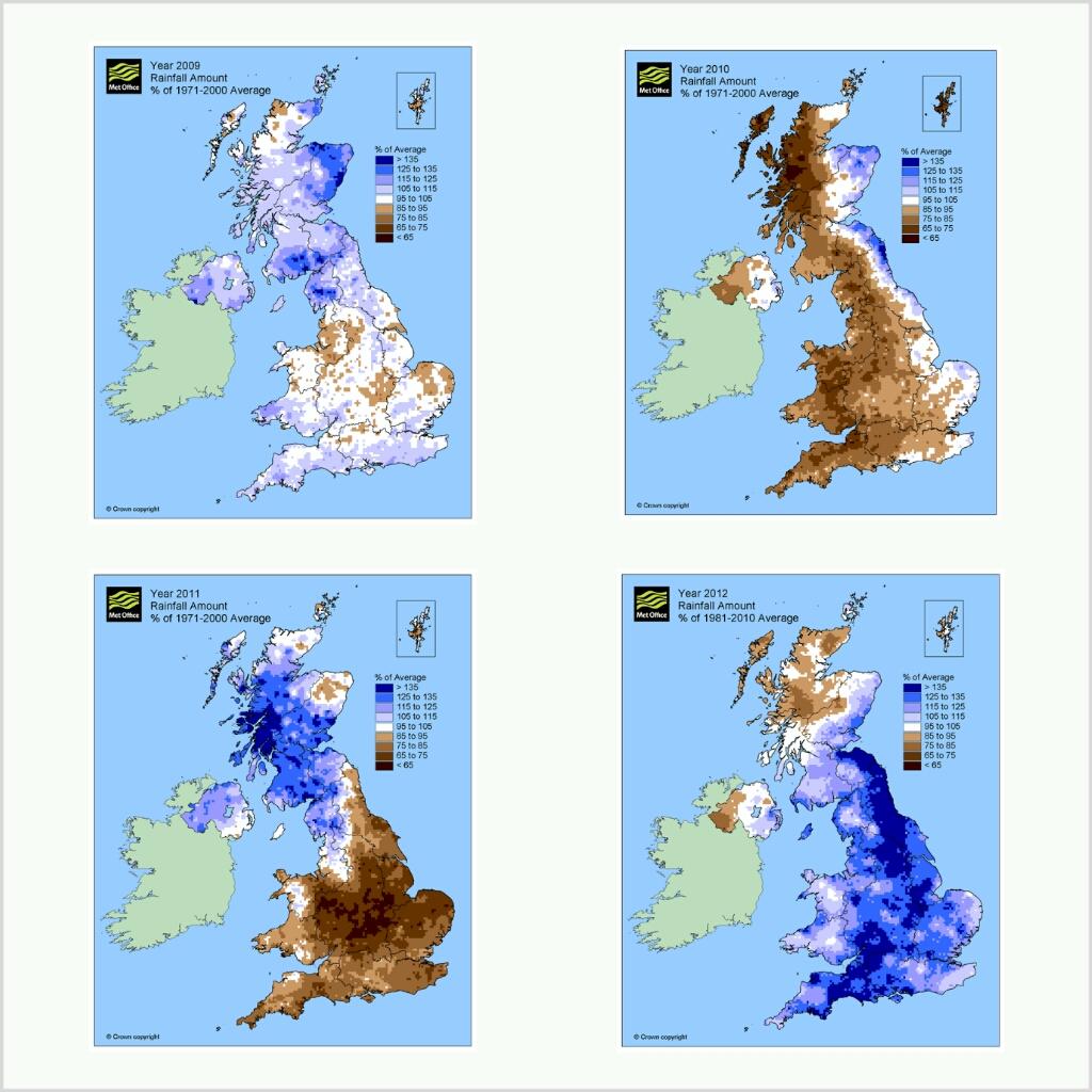 anomalies in rainfall, 2009-2012