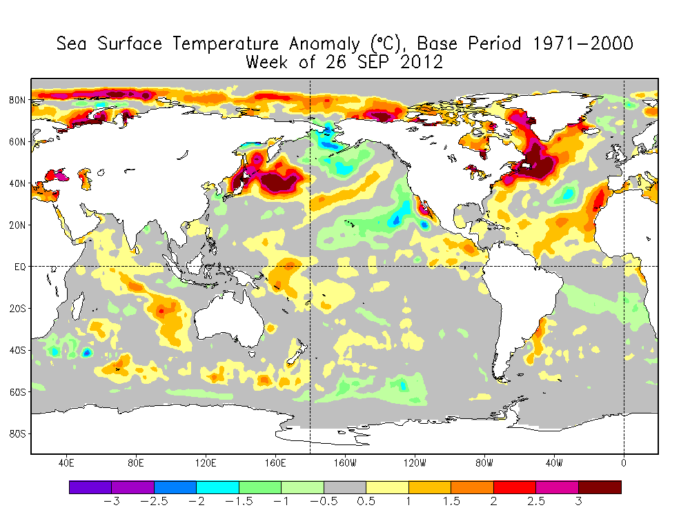 sea temperature anomaly, September